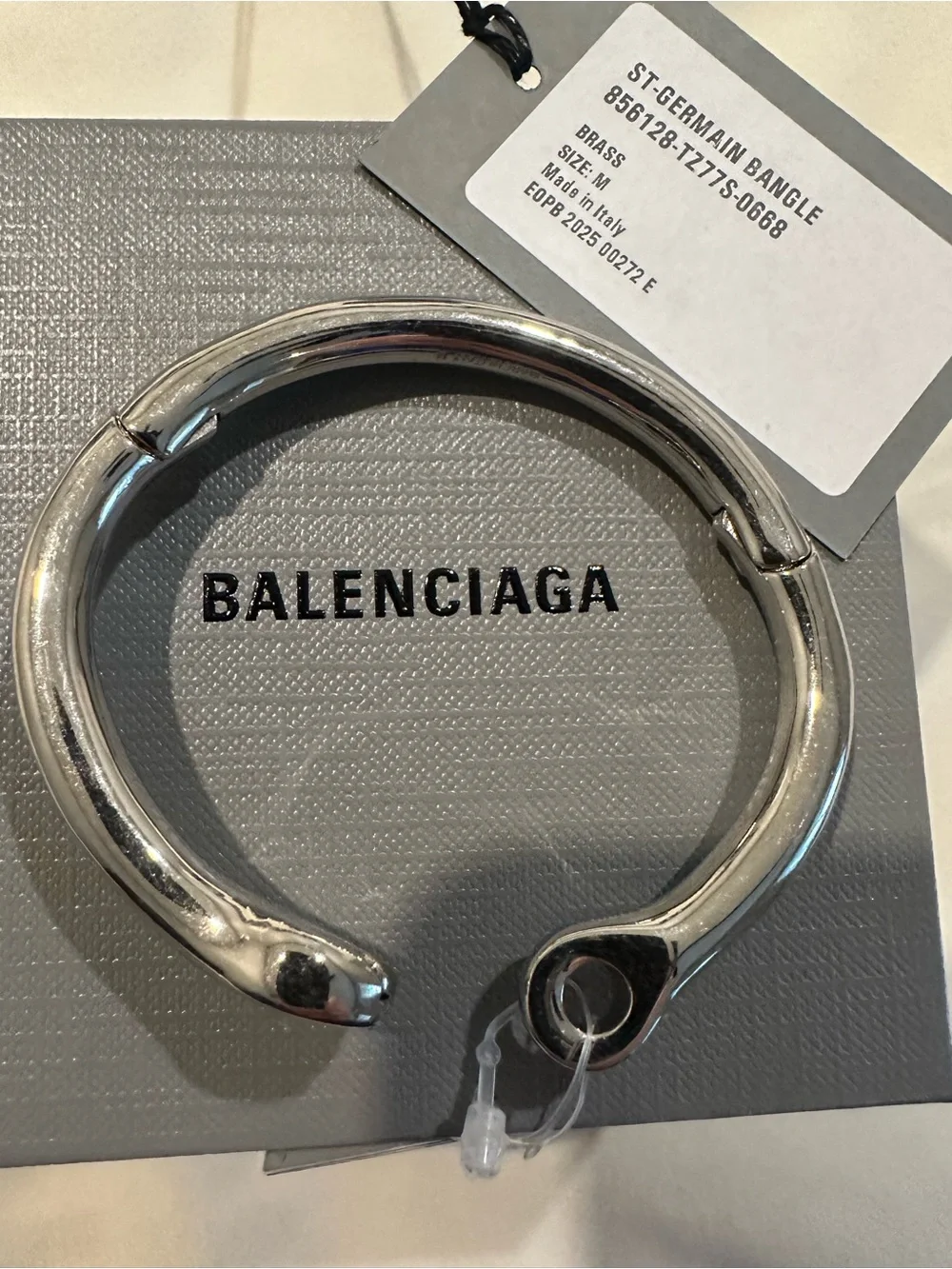 Balenciaga Silver-Link Saint-Germain Bangle Bracelet